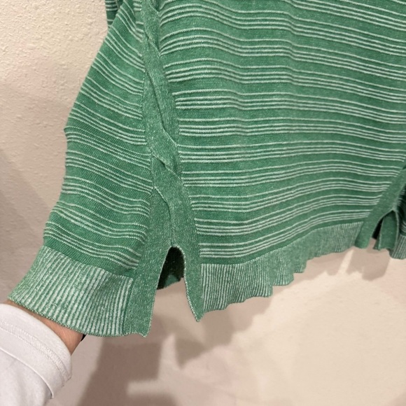 Soft Surroundings Stripe Sweater Twist Accent Green Cotton Blend Size Petite XL - Picture 2 of 12